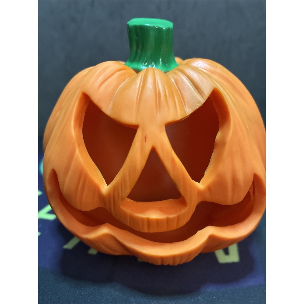 Vintage Halloween Plastic Pumpkin Jack o' Lantern Light Cover Tea Light